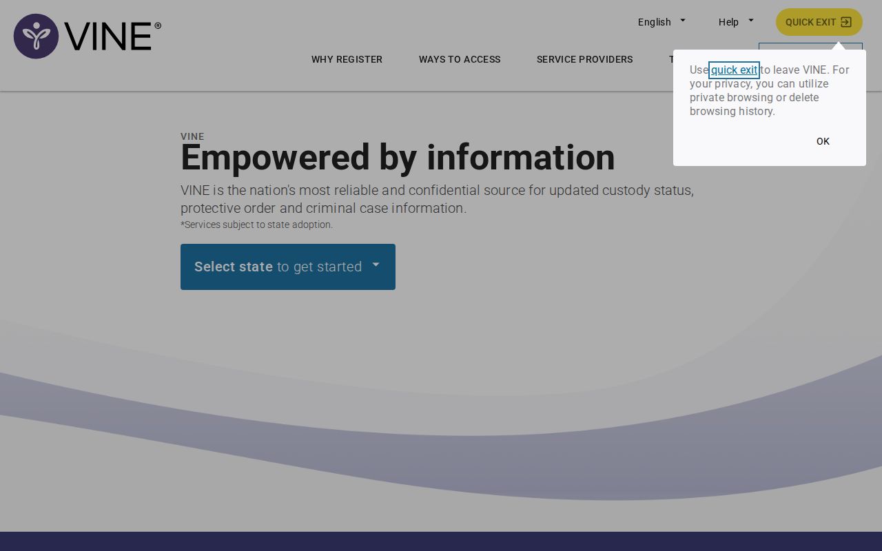 Snyder County VINE inmate check search screen