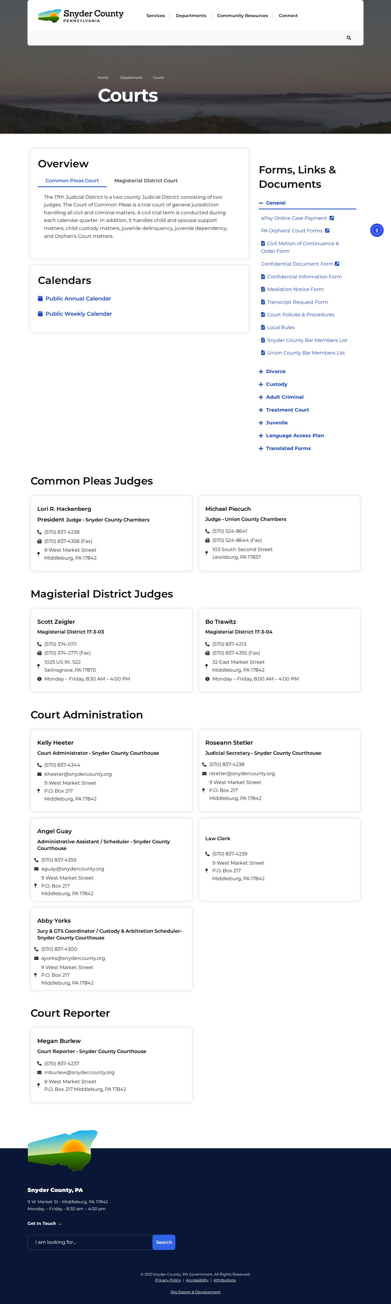 Snyder County release record court structure